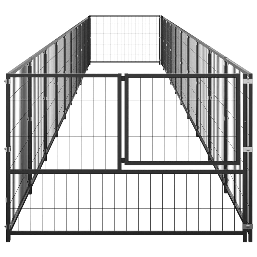 Hondenkennel 10 m² staal zwart