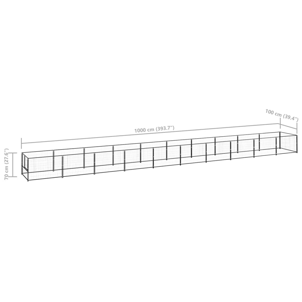 Hondenkennel 10 m² staal zwart