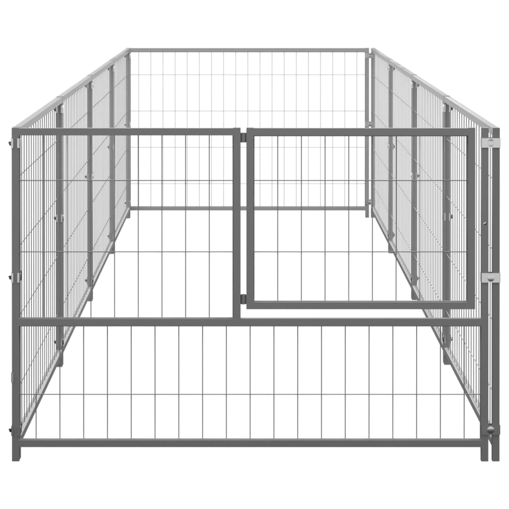 Hondenkennel 4 m² staal zilverkleurig