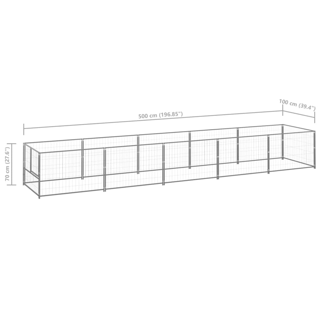 Hondenkennel 5 m² staal zilverkleurig