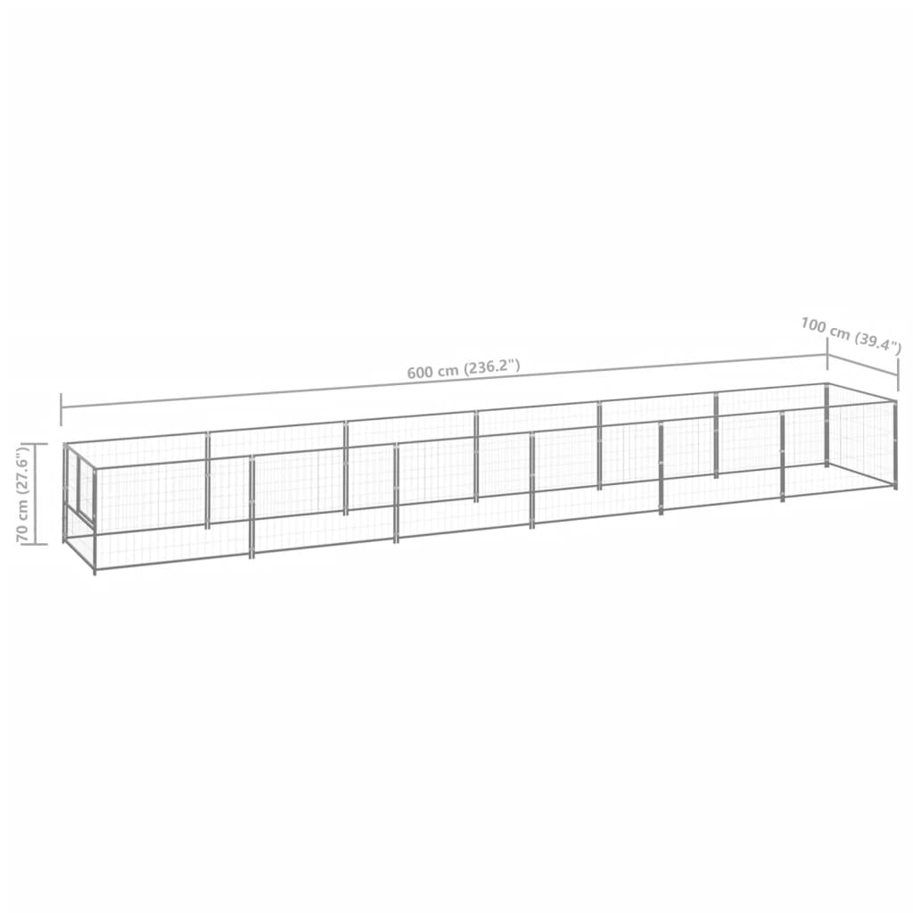 Hondenkennel 6 m² staal zilverkleurig