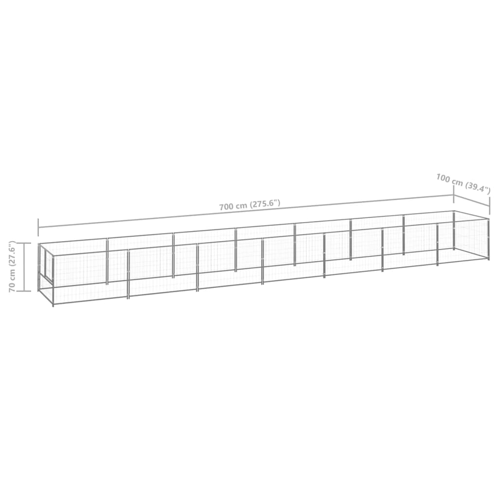 Hondenkennel 7 m² staal zilverkleurig