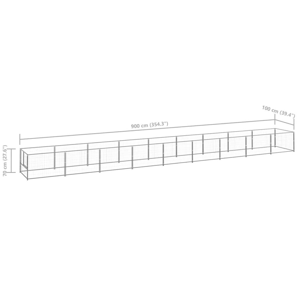 Hondenkennel 9 m² staal zilverkleurig