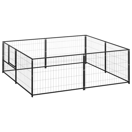 Hondenkennel 4 m² staal zwart