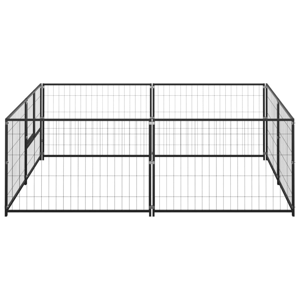 Hondenkennel 4 m² staal zwart