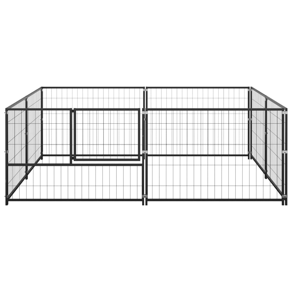 Hondenkennel 4 m² staal zwart