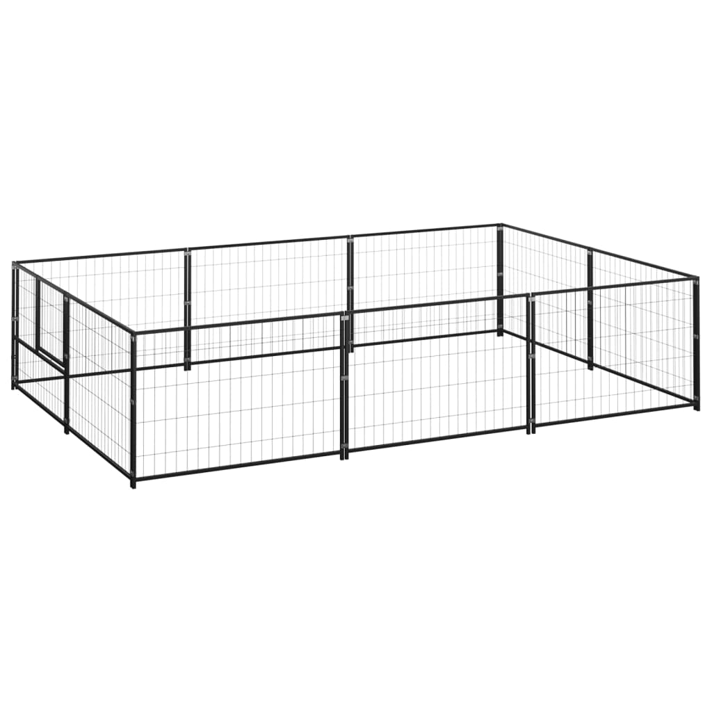 Hondenkennel 6 m² staal zwart