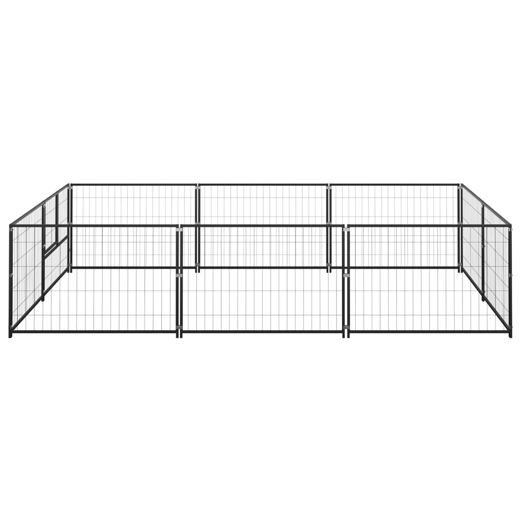 Hondenkennel 6 m² staal zwart