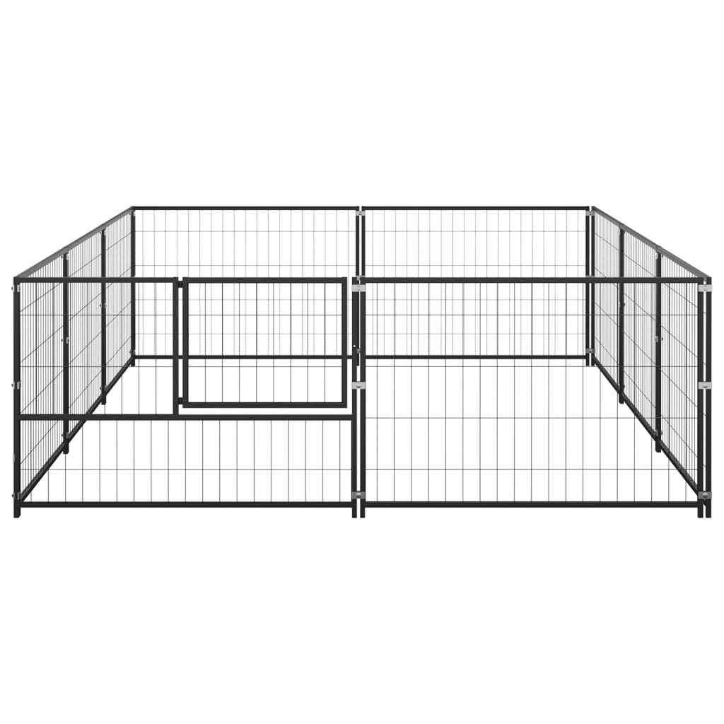 Hondenkennel 6 m² staal zwart