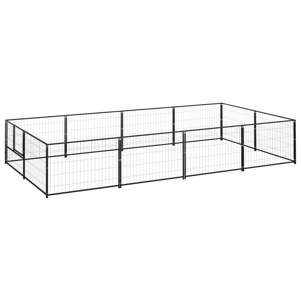 Hondenkennel 8 m² staal zwart