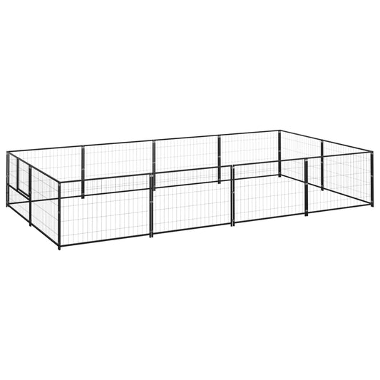 Hondenkennel 8 m² staal zwart