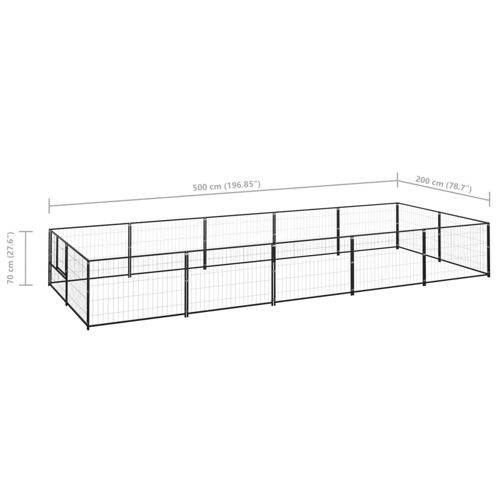 Hondenkennel 10 m² staal zwart