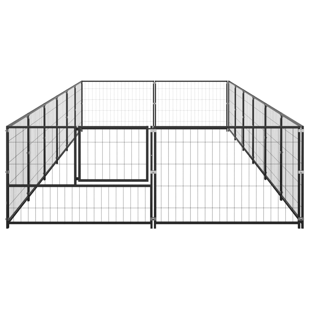 Hondenkennel 12 m² staal zwart