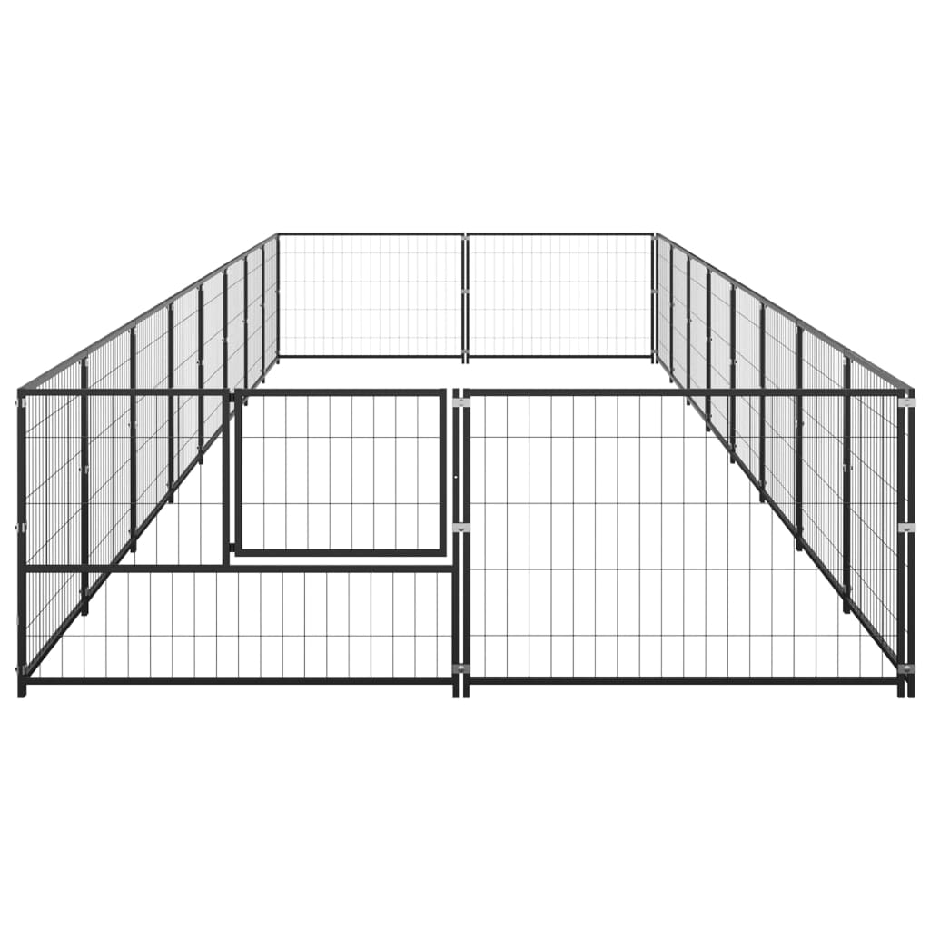 Hondenkennel 16 m² staal zwart