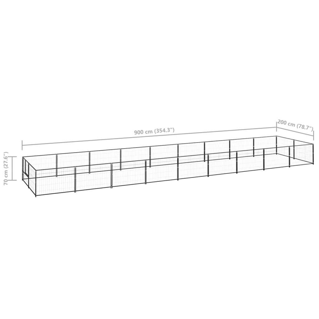 Hondenkennel 18 m² staal zwart