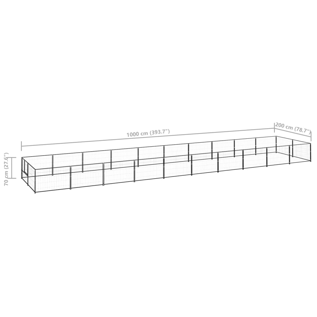 Hondenkennel 20 m² staal zwart