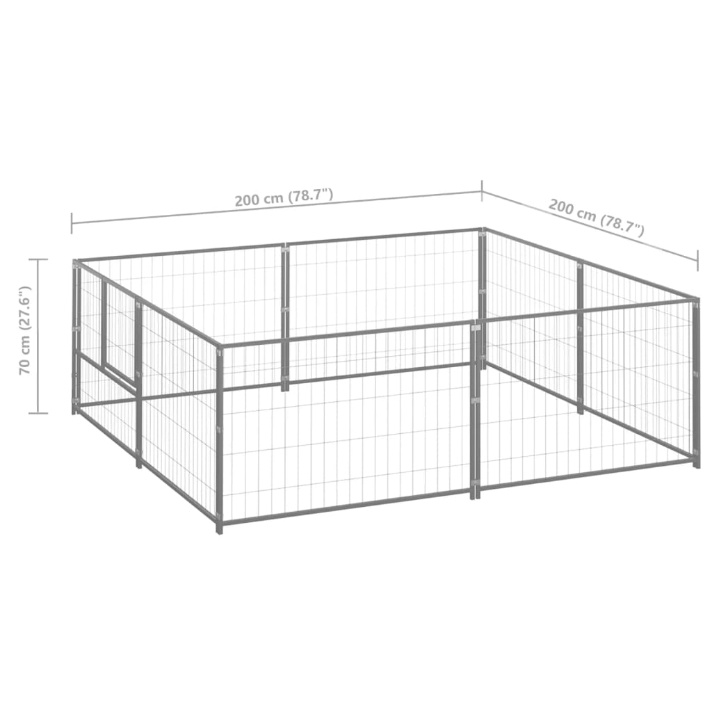 Hondenkennel 4 m² staal zilverkleurig