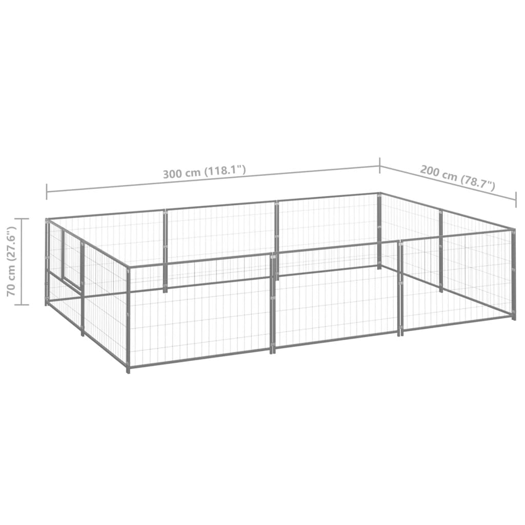 Hondenkennel 6 m² staal zilverkleurig