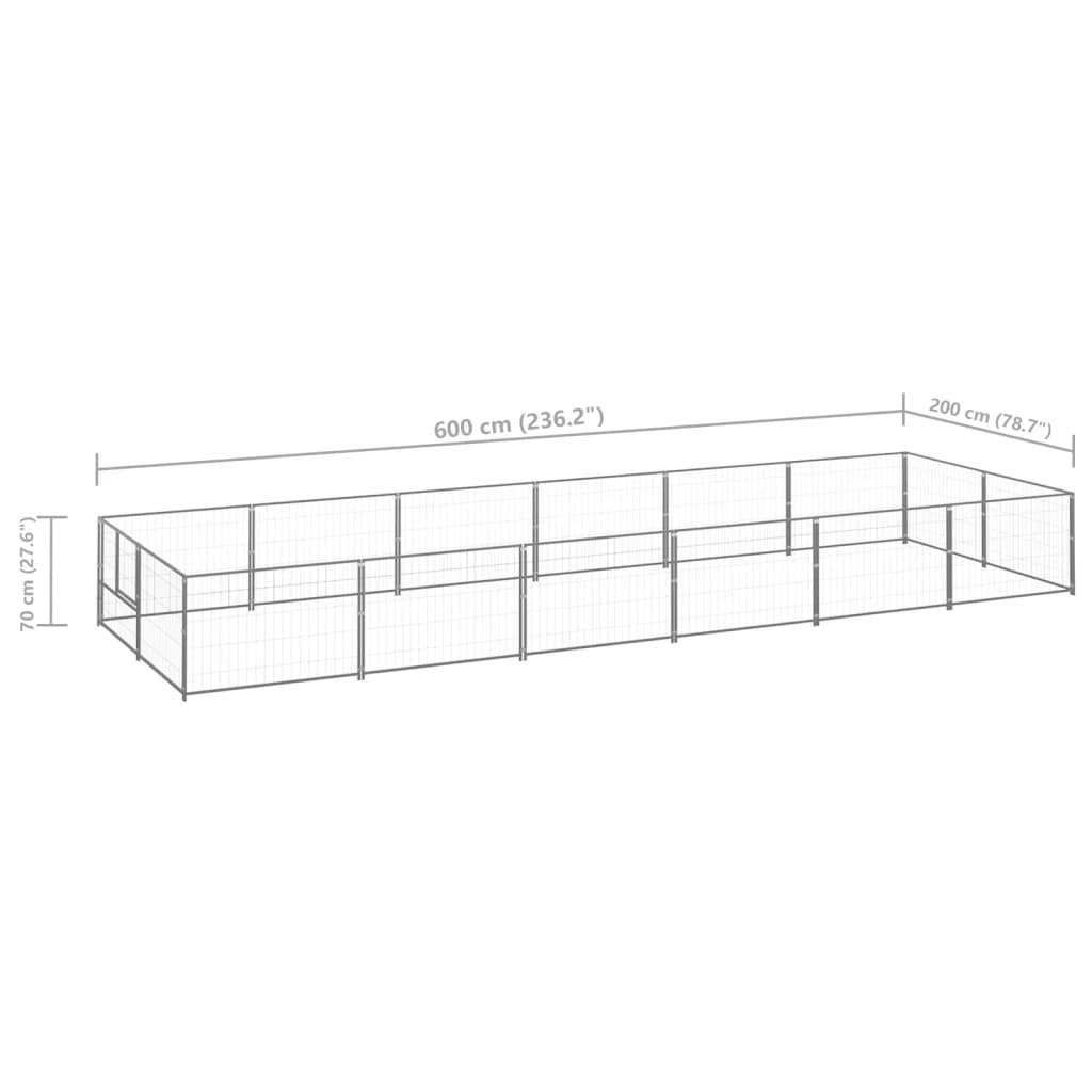 Hondenkennel 12 m² staal zilverkleurig