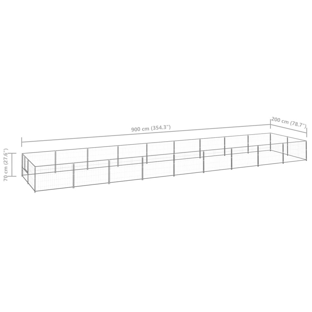 Hondenkennel 18 m² staal zilverkleurig