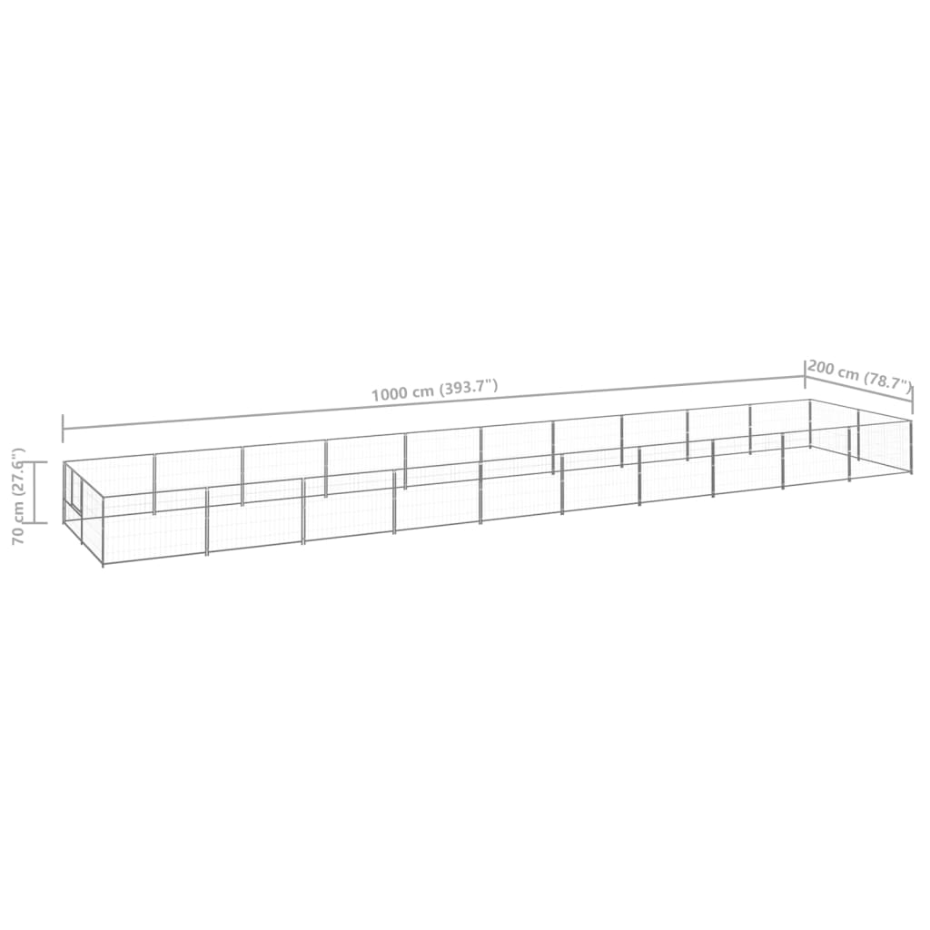 Hondenkennel 20 m² staal zilverkleurig