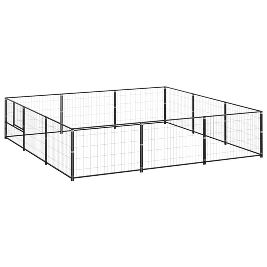 Hondenkennel 9 m² staal zwart