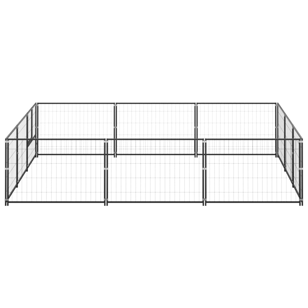 Hondenkennel 9 m² staal zwart