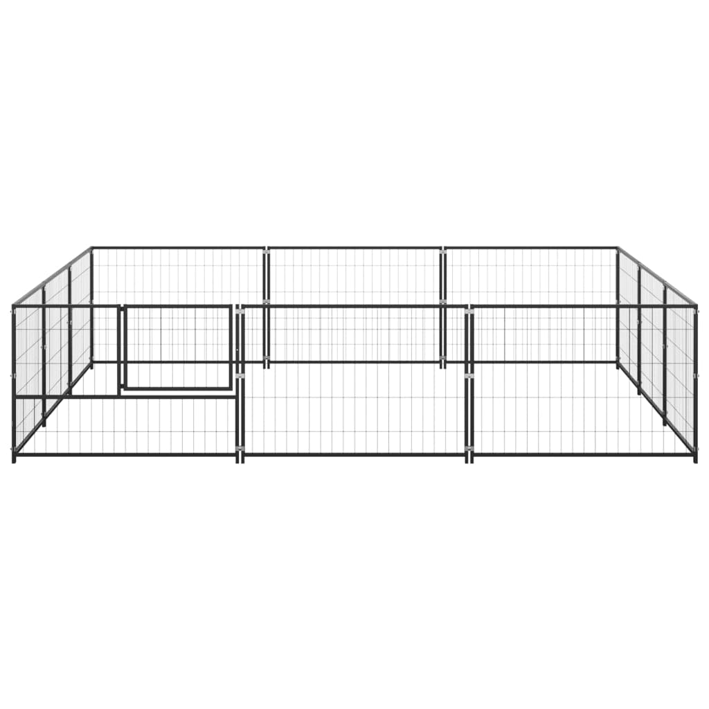 Hondenkennel 9 m² staal zwart