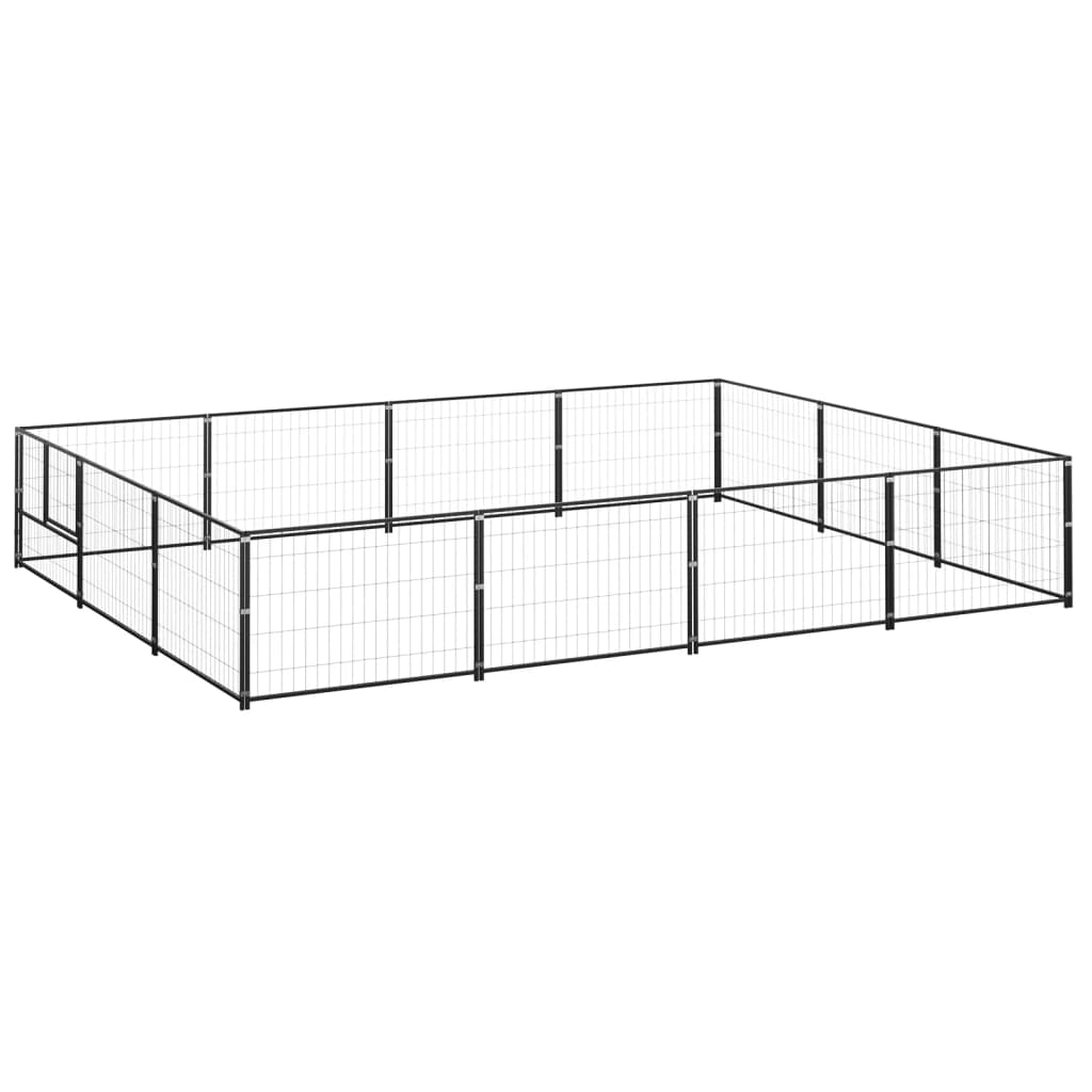 Hondenkennel 12 m² staal zwart