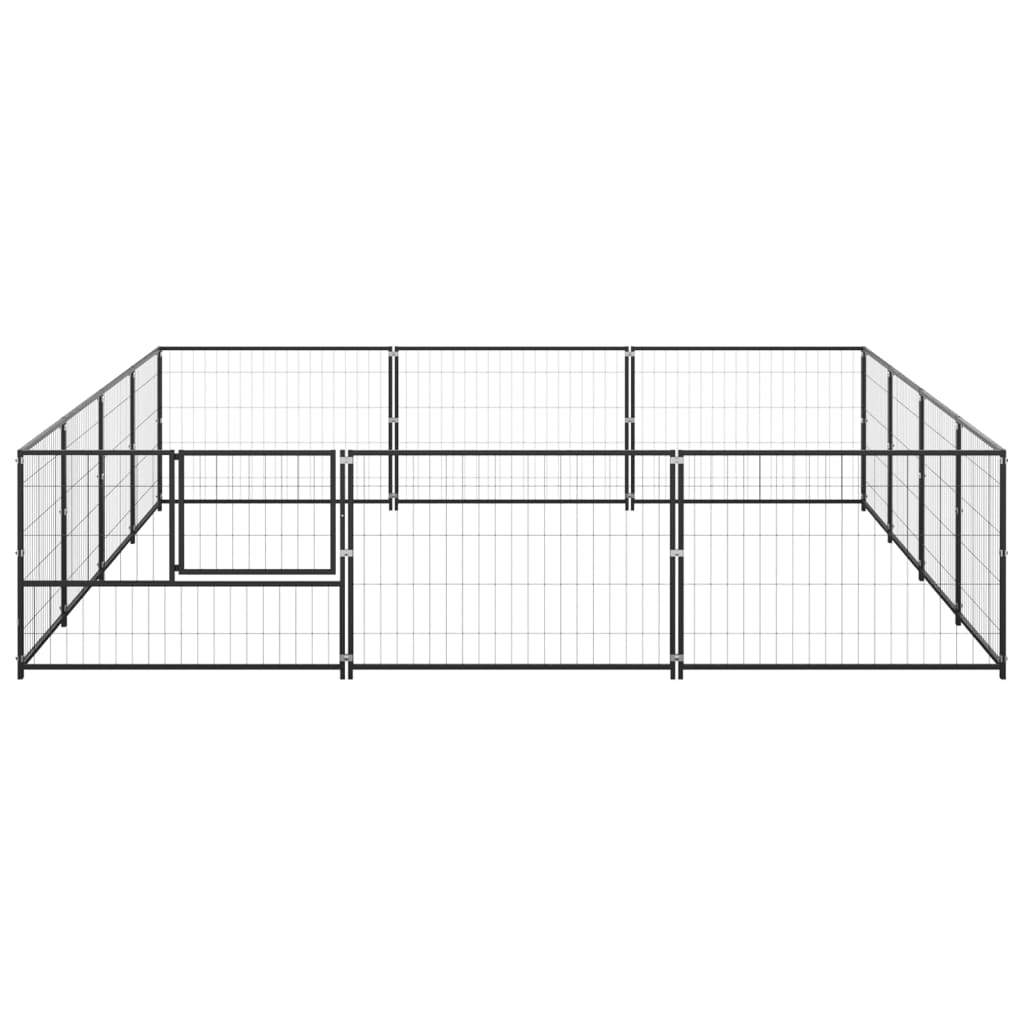 Hondenkennel 12 m² staal zwart