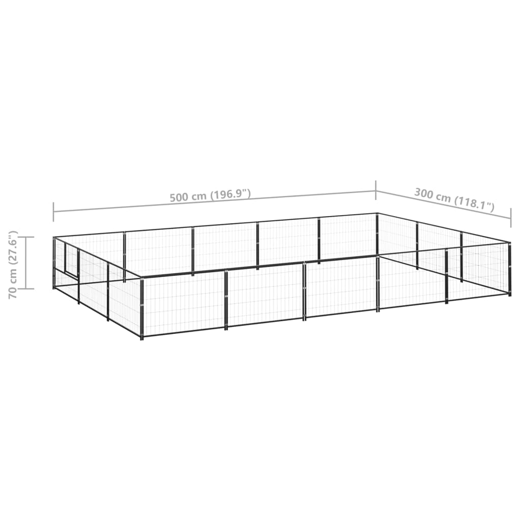 Hondenkennel 15 m² staal zwart