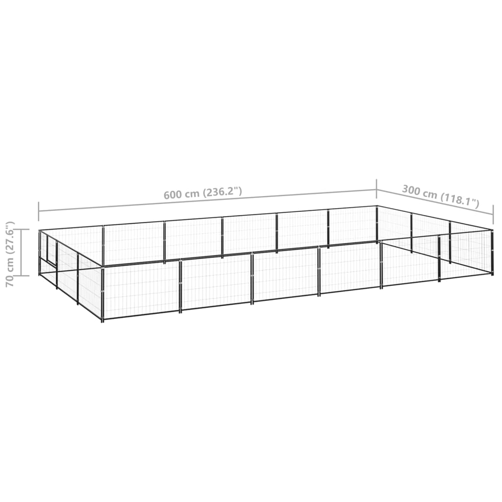 Hondenkennel 18 m² staal zwart