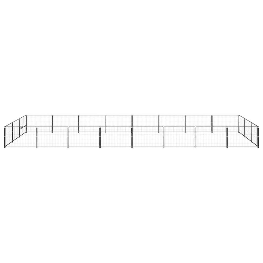 Hondenkennel 24 m² staal zwart