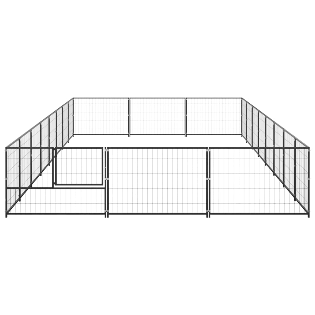 Hondenkennel 24 m² staal zwart