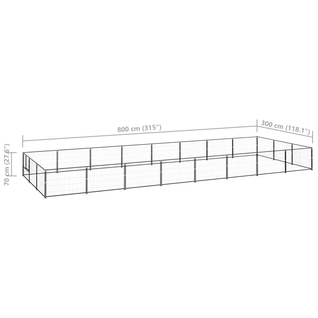 Hondenkennel 24 m² staal zwart