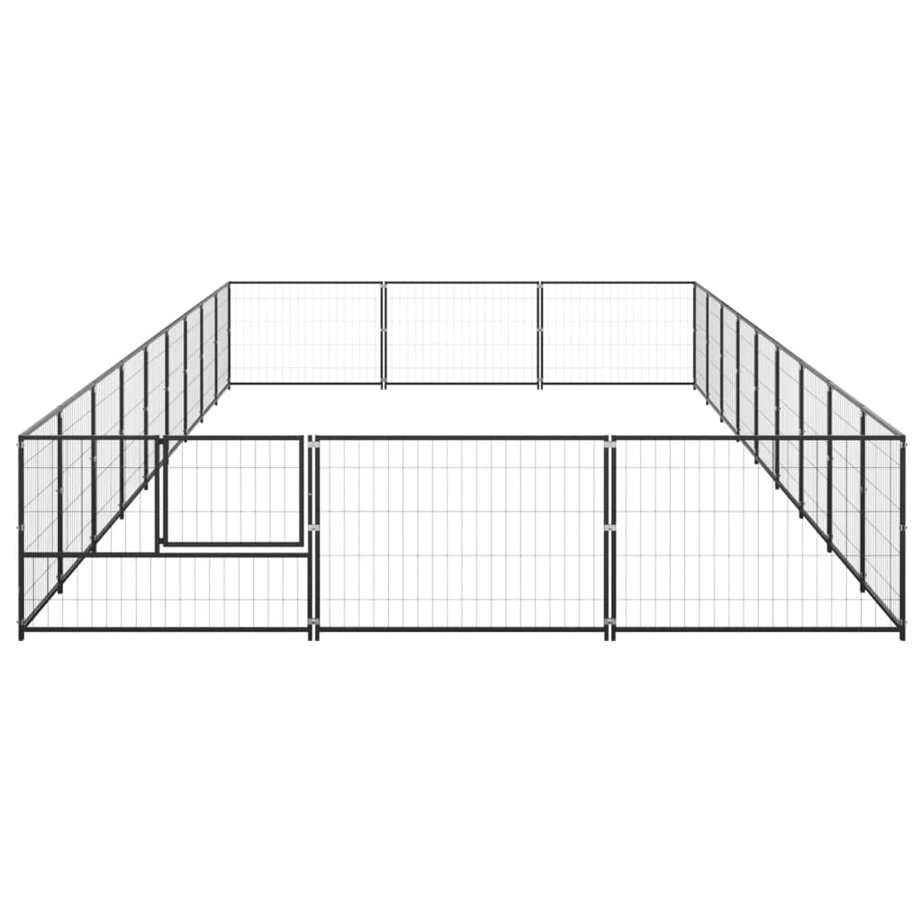 Hondenkennel 27 m² staal zwart