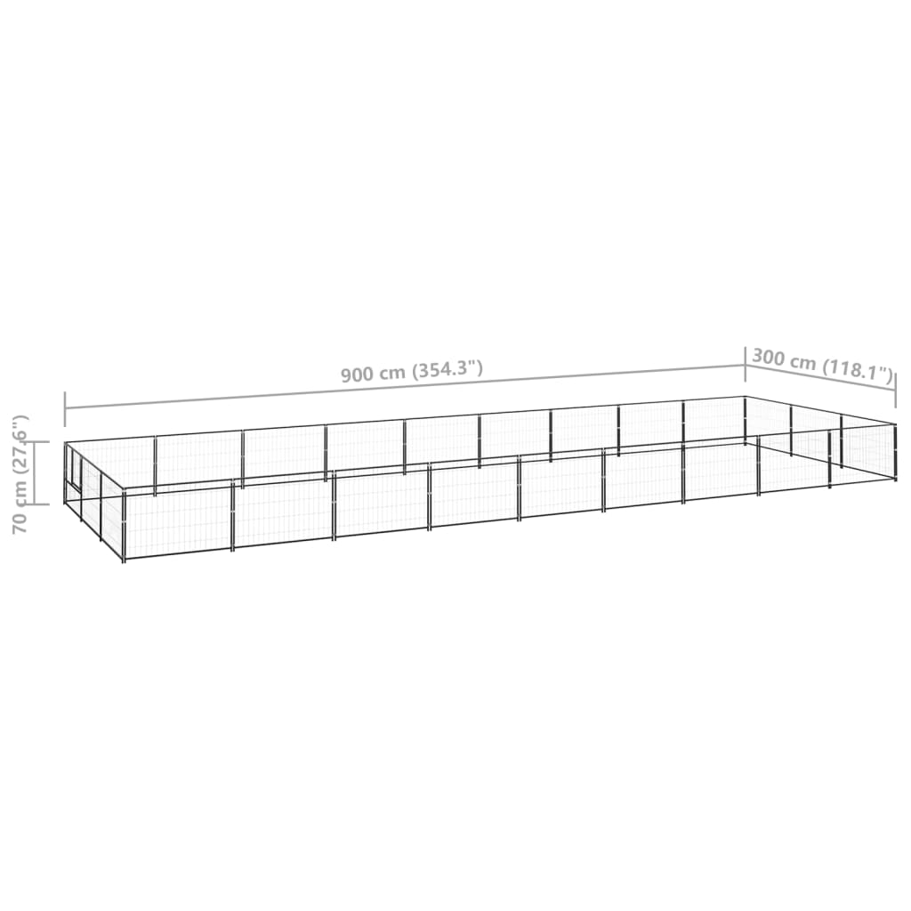 Hondenkennel 27 m² staal zwart