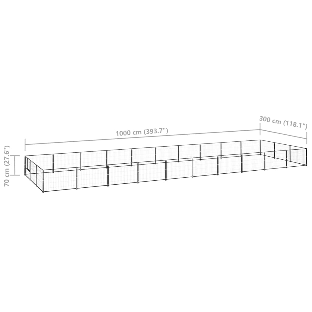 Hondenkennel 30 m² staal zwart