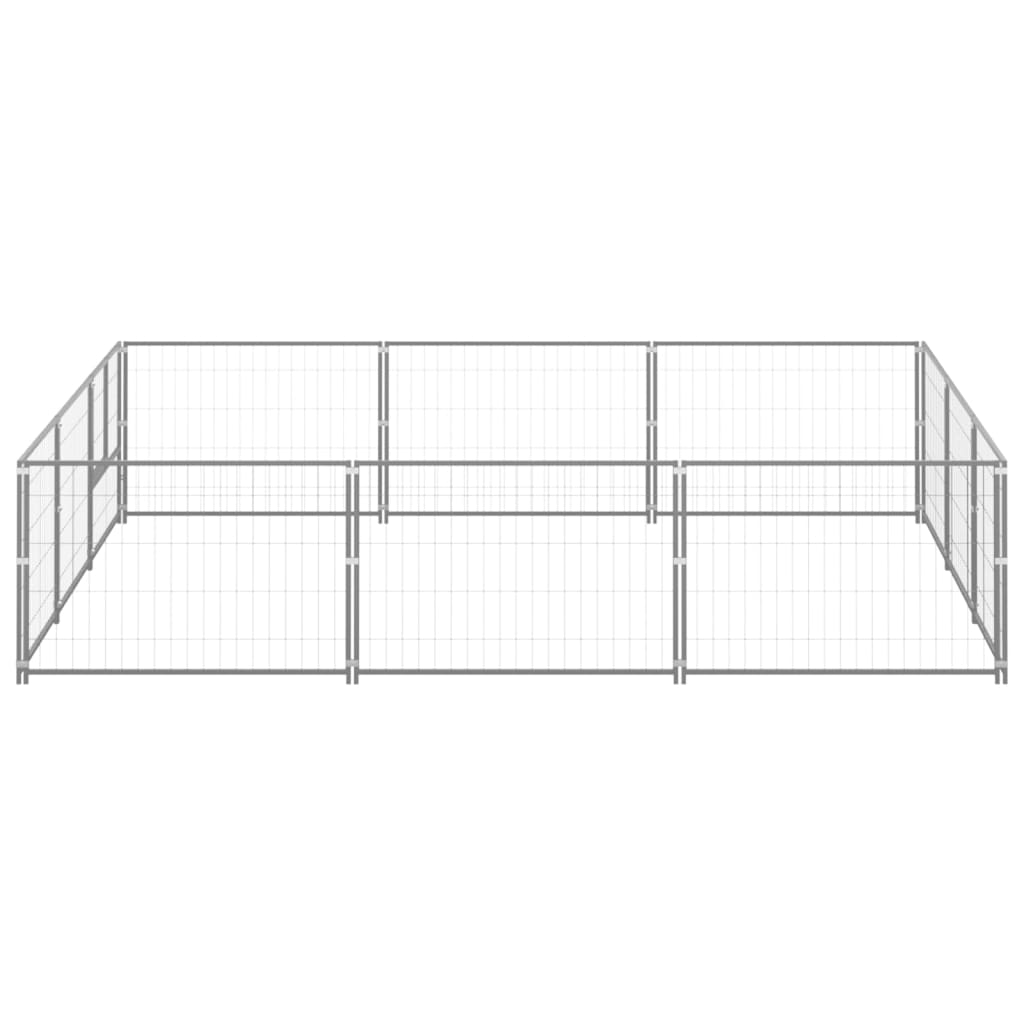 Hondenkennel 9 m² staal zilverkleurig