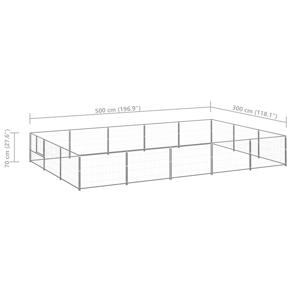 Hondenkennel 15 m² staal zilverkleurig