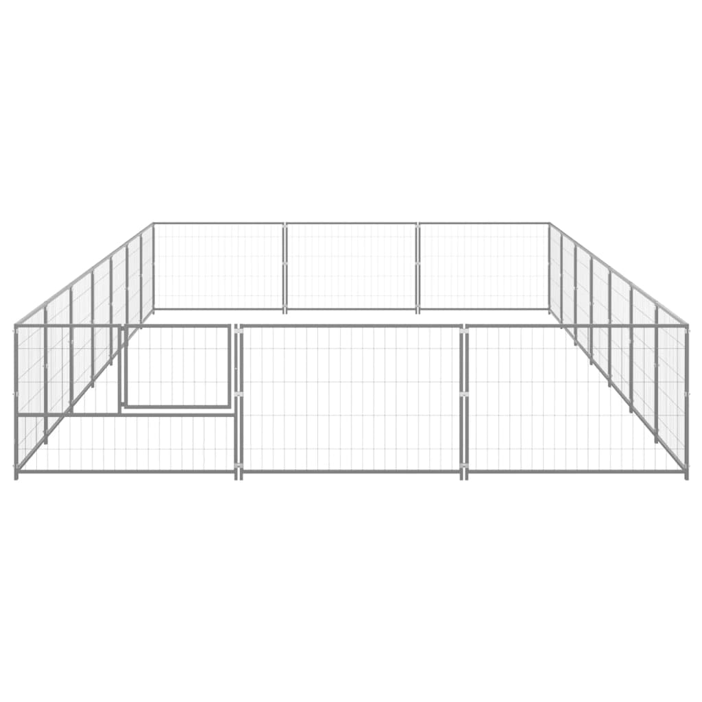 Hondenkennel 21 m² staal zilverkleurig