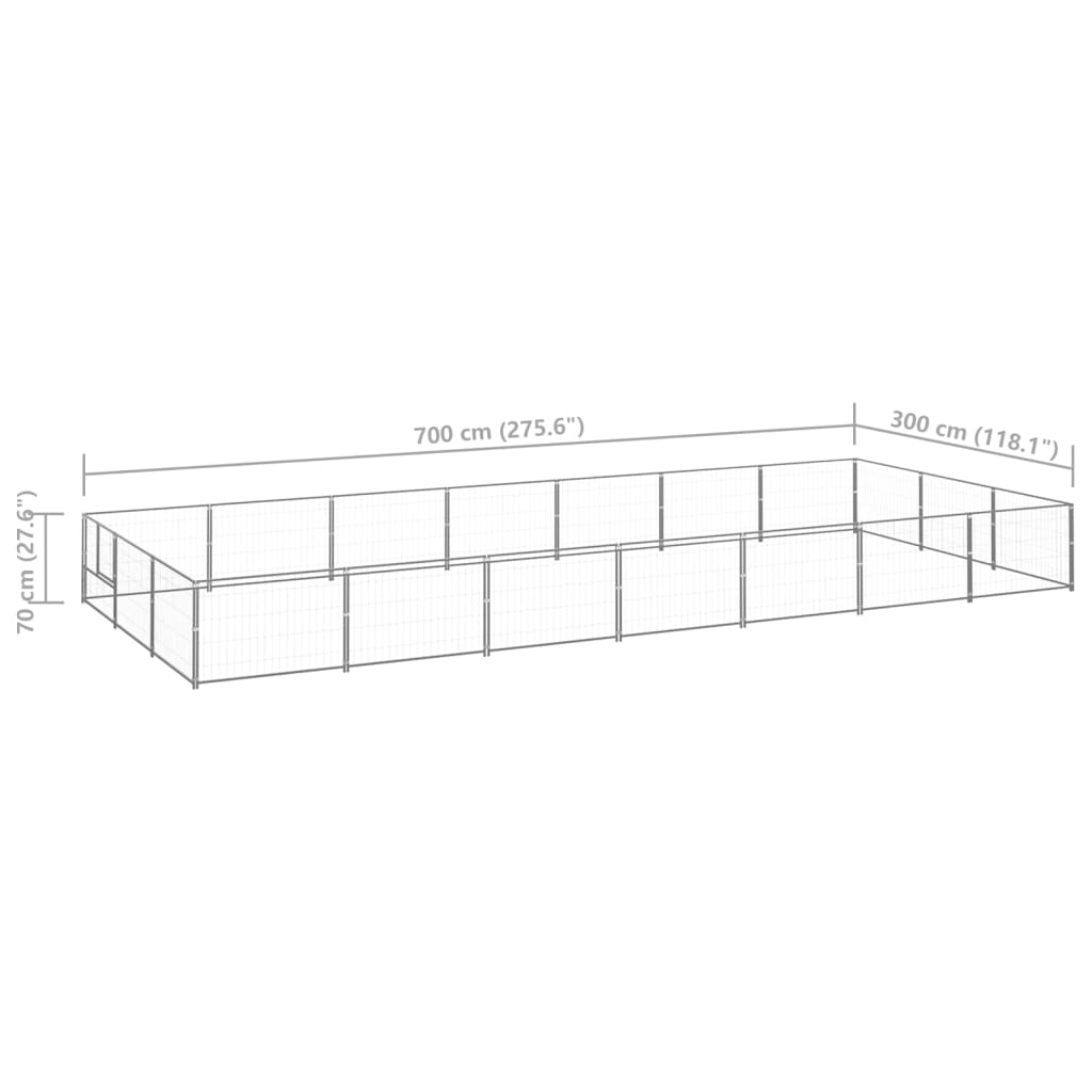 Hondenkennel 21 m² staal zilverkleurig