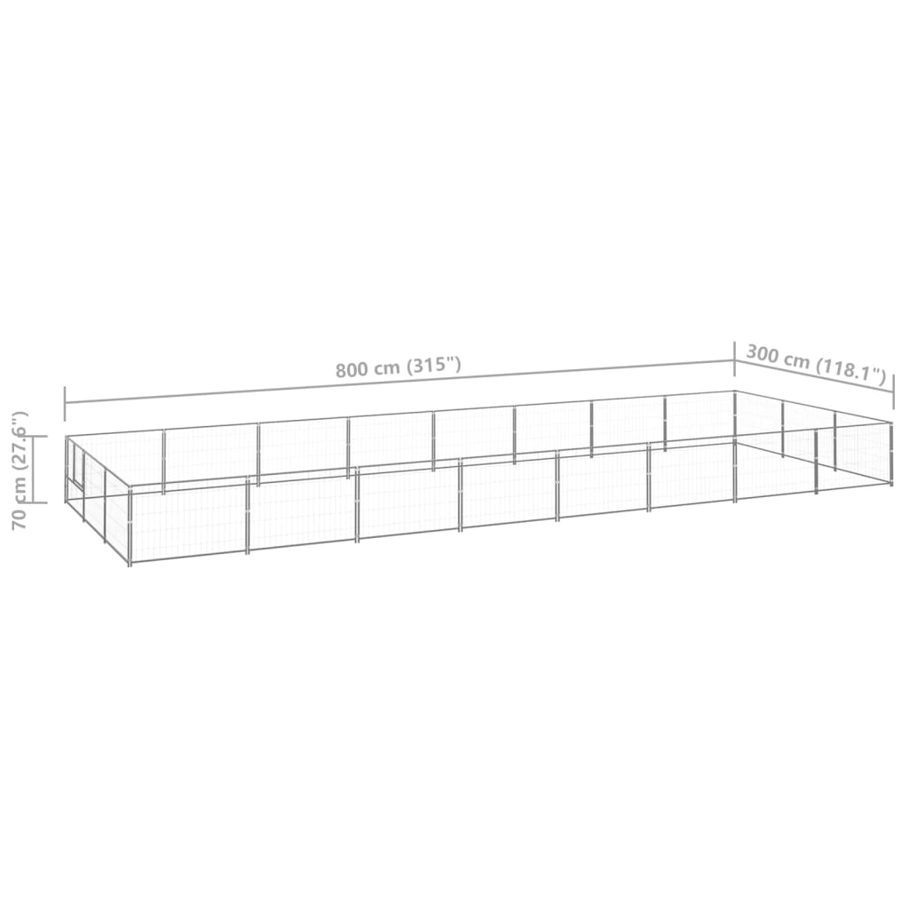 Hondenkennel 24 m² staal zilverkleurig