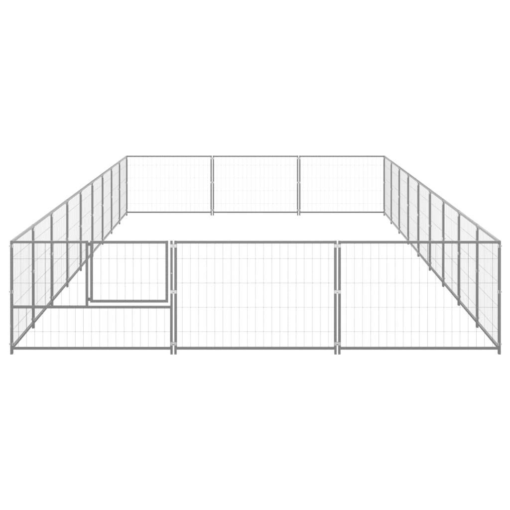 Hondenkennel 27 m² staal zilverkleurig