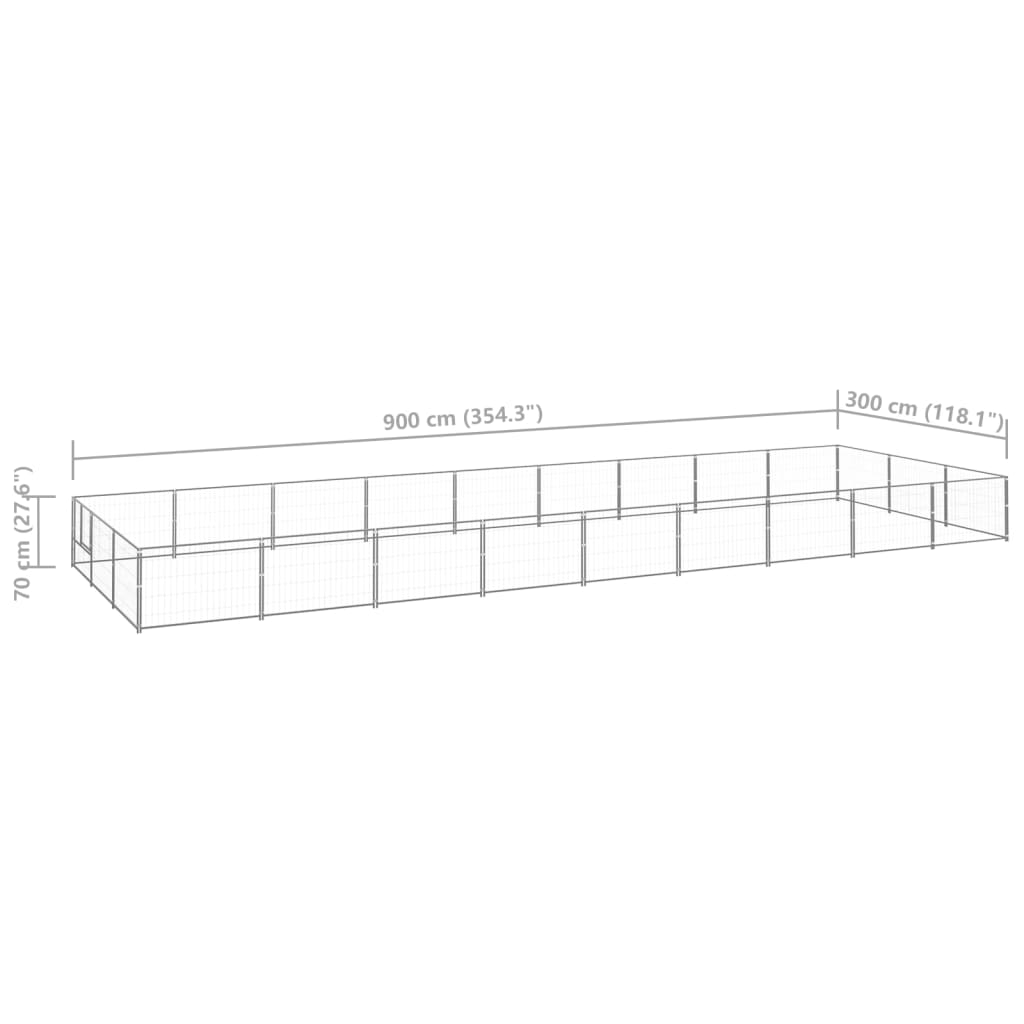 Hondenkennel 27 m² staal zilverkleurig