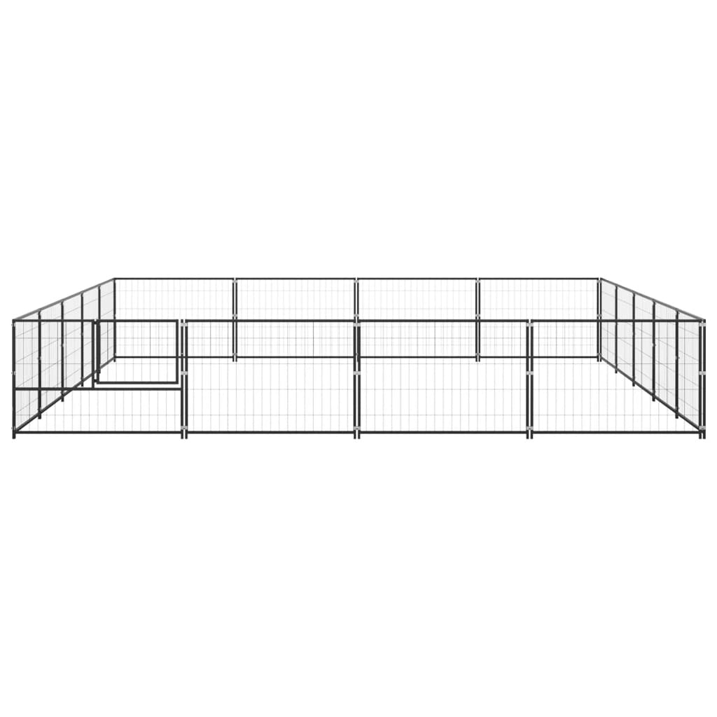 Hondenkennel 20 m² staal zwart