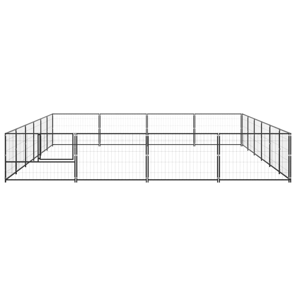 Hondenkennel 24 m² staal zwart