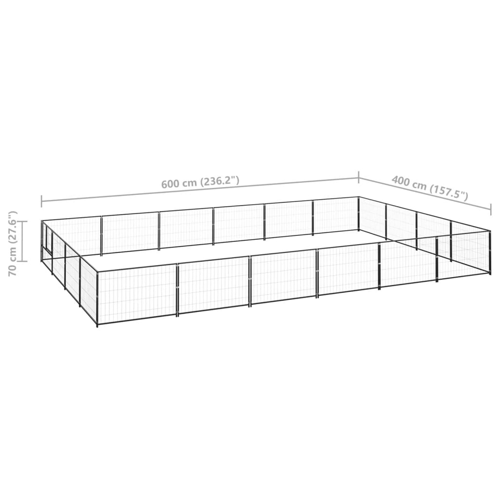 Hondenkennel 24 m² staal zwart