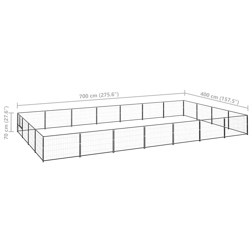 Hondenkennel 28 m² staal zwart