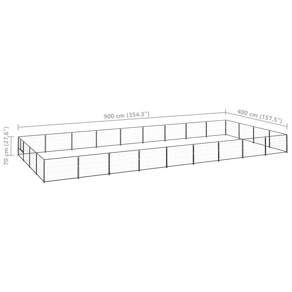 Hondenkennel 36 m² staal zwart